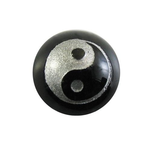 オニキス陰陽玉 銀字 10mm 彫刻 一粒売りビーズ 天然石 パワーストーン