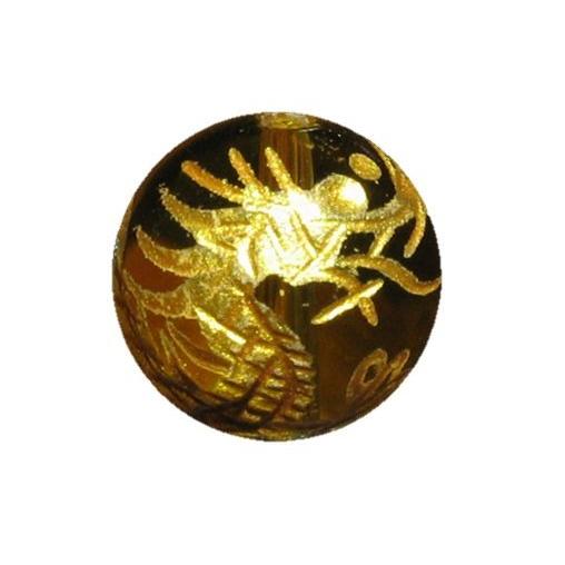 パワーストーン龍彫りシトリン 龍 黄水晶手彫り玉 金色入り 10mm 彫刻 一粒売りビーズ シトリン