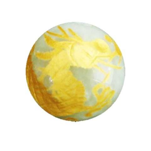 龍 翡翠 ヒスイ ・手彫り玉・金色入り 10mm 彫刻 一粒売りビーズ