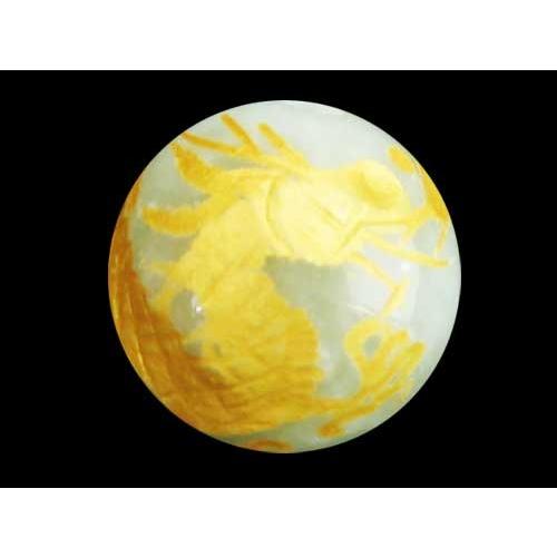 龍 翡翠 ヒスイ ・手彫り玉・金色入り 10mm 彫刻 一粒売りビーズ