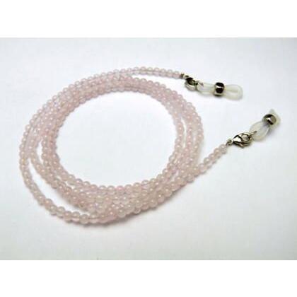 水晶AAA＆ベイビーピンクオパール 4mm玉 デザインメガネチェーン 天然石 眼鏡チェーン グラスコード パワーストーン 水晶AAA＆ベイビーピンクオパール 4mm玉 デザインメガネチェーン