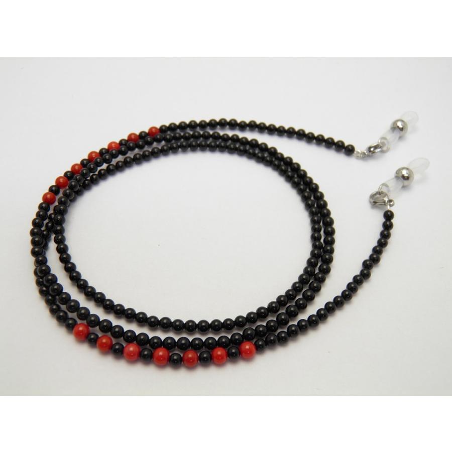 天然石 メガネチェーン オニキス 3mm玉 ターコイズ 4mm メガネチェーン