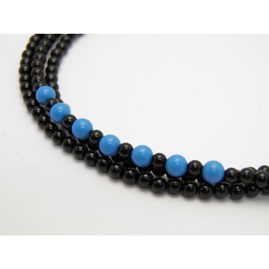天然石 メガネチェーン オニキス 3mm玉 ターコイズ 4mm 眼鏡チェーン