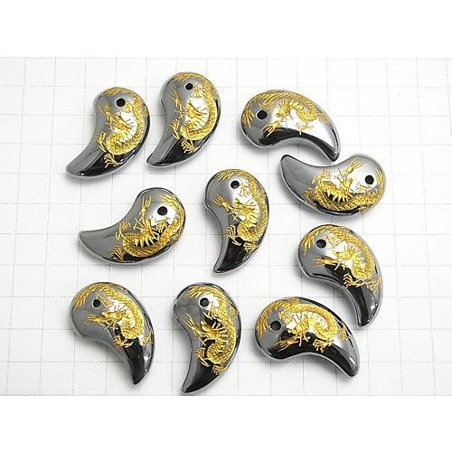 勾玉 M 青龍彫り 高純度テラヘルツ鉱石 現代勾玉 パワーストーン バラ売り 青龍金彫り勾玉 パワーストーン_2