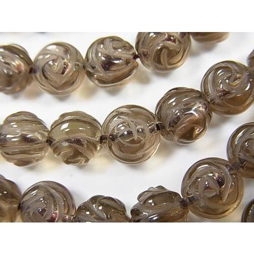 丸型 スモーキークォーツAAA ローズ 薔薇 カット10mm 一粒売り 