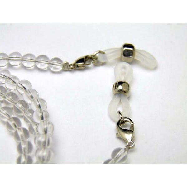 黒トルマリン＆水晶 4mm玉 デザインメガネチェーン 眼鏡チェーン