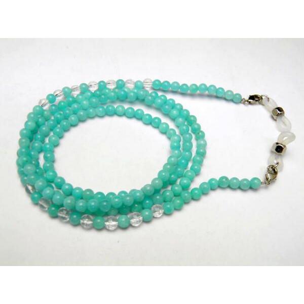 天然石 メガネチェーン アマゾナイト ペルー産AAA＆水晶 4mm玉メガネチェーン パワーストーン 天然石 アマゾナイト メガネチェーン レディース メガネチェーン パワーストーン パワーストーンメガネチェーン 天然石 メガネチェーン アマゾナイト ペルー産AAA＆水晶 4mm玉メガネ