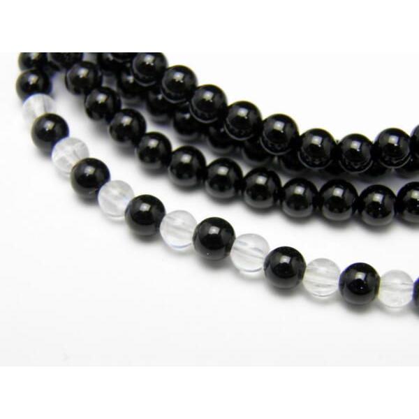 天然石 メガネチェーン オニキス＆ムーンストーン3A 4mm玉メガネ