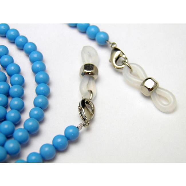 天然石 メガネチェーン ターコイズ＆水晶 4mm玉 パワーストーン 天然石 ターコイズ＆水晶 4mm玉 レディース メガネチェーン 眼鏡チェーン グラスコード 天然石 メガネチェーン ターコイズ＆水晶 4mm玉メガネチェーン