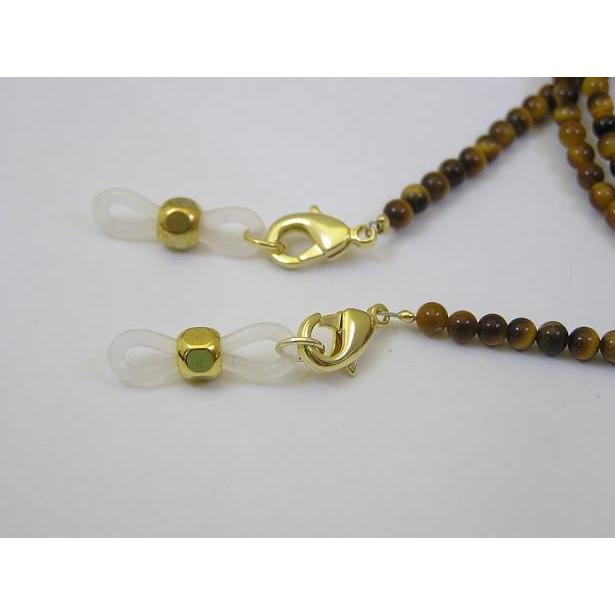 天然石のタイガーアイのメガネチェーン・パワーストーンのメガネ