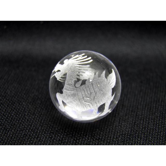 彫刻置物 丸玉 水晶20mm 素彫り 麒麟 天然石 パワーストーン プチ