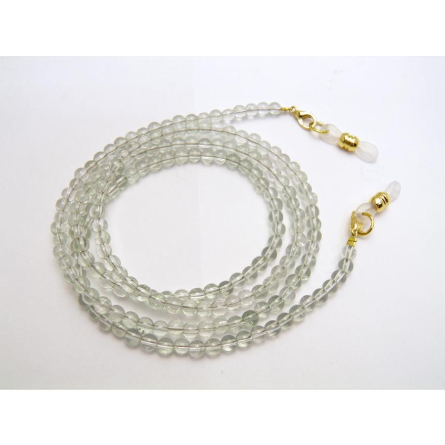 天然石 翡翠（ひすい）ライトカラー 4mm玉 丸玉 メガネチェーン