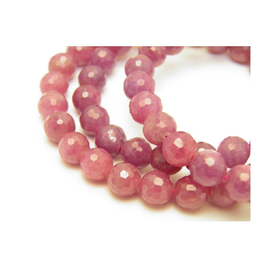 ミャンマー産 ルビーブレスレット 紅玉 7.5-8mm珠 数珠 カット