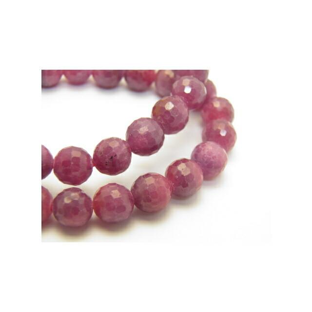 ミャンマー産 ルビーブレスレット 紅玉 7.5-8mm珠 数珠 カット