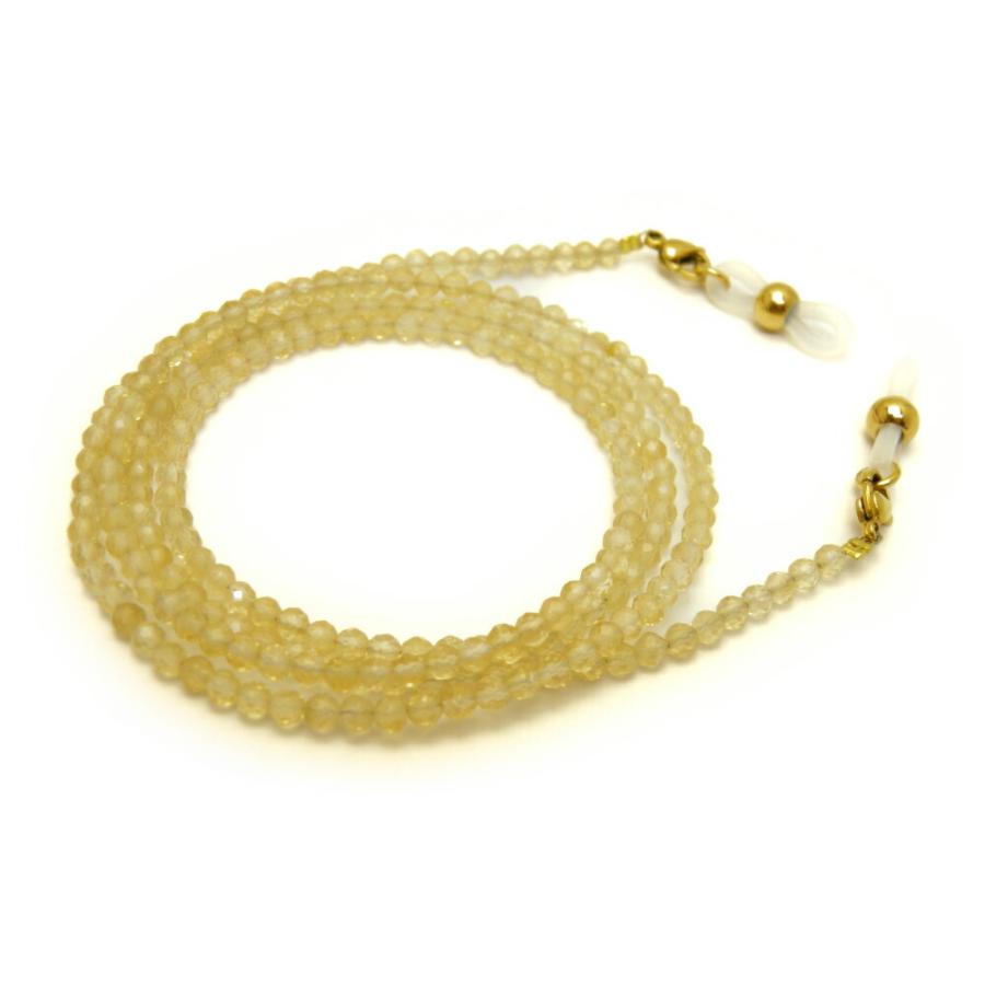 天然石 シトリン 32面カット 3mm メガネチェーン パワーストーン 眼鏡