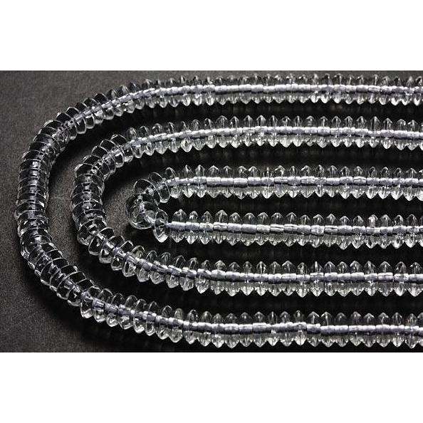 水晶 ボタン型 3&times;6mm 一連 天然石 パワーストーン