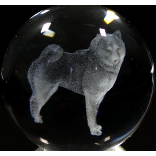 彫刻置物 丸玉 人工水晶 犬 レーザー彫刻 約50mm 風水 パワーストーン 