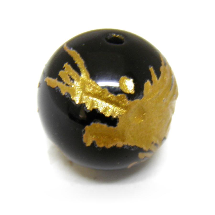 彫刻ビーズ モリオン/黒水晶 金彫り 12mm 龍 天然石 パワーストーン
