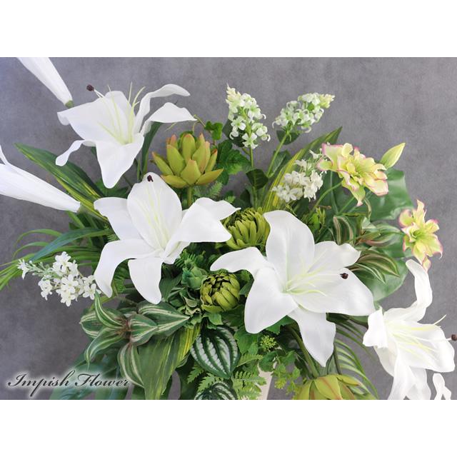 造花 インテリア カサブランカ アレンジ アーティフィシャルフラワー フラワーアレンジメント B-543 |  | 01