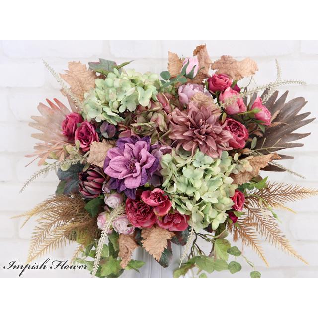 造花 インテリア 秋 アレンジメント アーティフィシャルフラワー アレンジメント 豪華 B-552 |  | 01