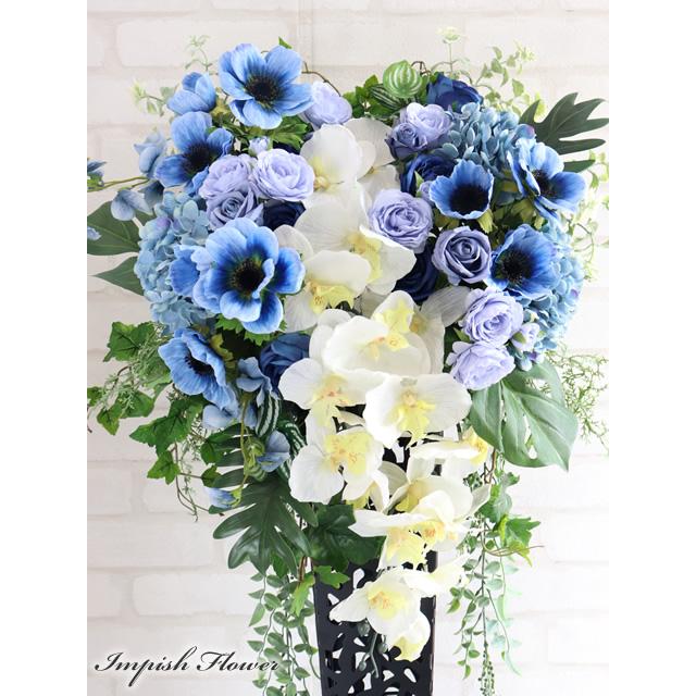 造花 スタンド 開店祝い 胡蝶蘭 スタンド花 青 高級造花 大きい アレンジメント 豪華 アーティフィシャルフラワー 大型 B-560 |  | 01