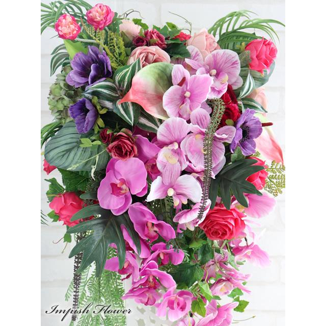 造花 スタンド 開店祝い 胡蝶蘭 スタンド花 バラ 高級造花 大きい アレンジメント 豪華 アーティフィシャルフラワー 大型 B-561 |  | 01