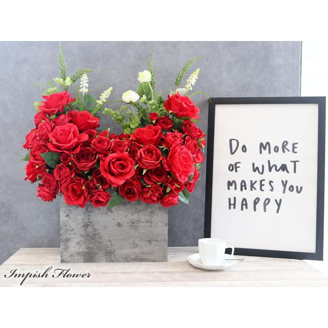 バラ 造花 インテリア 赤 大きい アーティフィシャルフラワー 大型 高級 おしゃれ フラワーアレンジメント 豪華 B-574 |  | 02