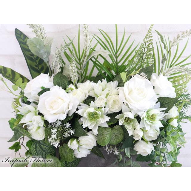 バラ 造花 インテリア 白 大きい アーティフィシャルフラワー 大型 高級 おしゃれ フラワーアレンジメント 豪華 B-579 |  | 01