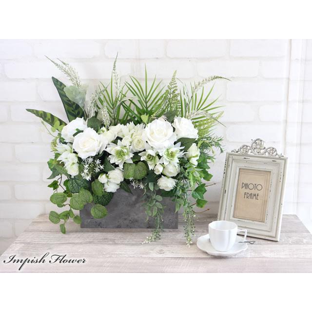 バラ 造花 インテリア 白 大きい アーティフィシャルフラワー 大型 高級 おしゃれ フラワーアレンジメント 豪華 B-579 |  | 02