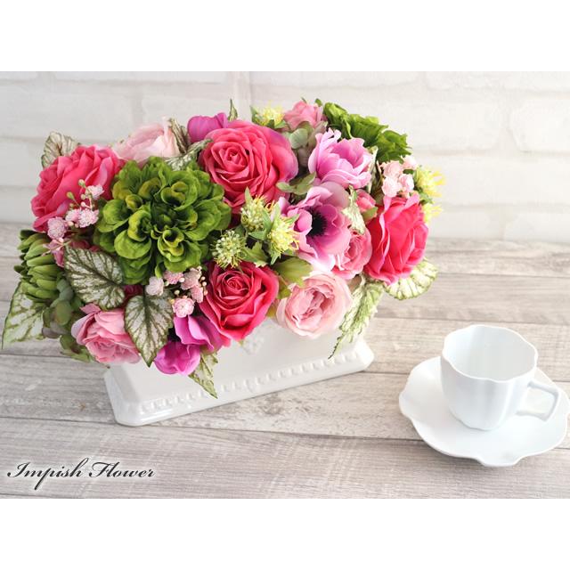 造花 インテリア 卓上 おしゃれ フラワーアレンジメント アートフラワー アレンジ 豪華 M-295 |  | 01