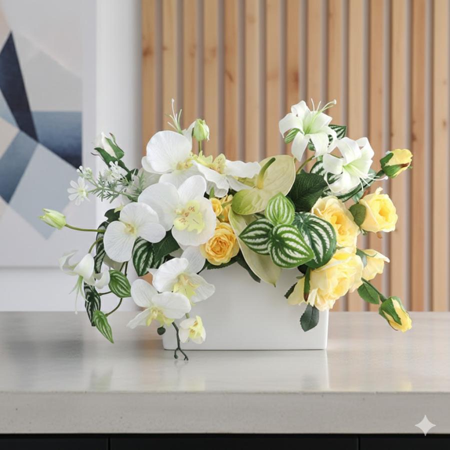 胡蝶蘭 造花 インテリア 卓上 フラワーアレンジメント アーティフィシャルフラワー おしゃれ アレンジメント 豪華 M-400 |  | 02