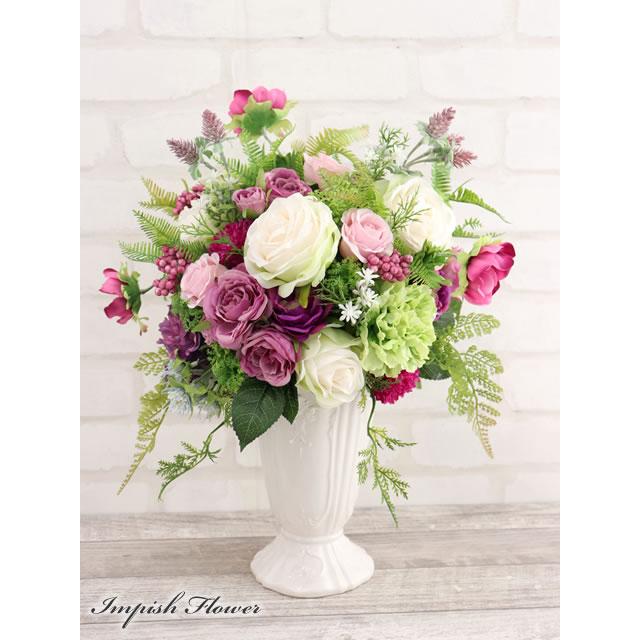 造花 インテリア 卓上 フラワーアレンジメント アーティフィシャルフラワー 高級 アレンジメント 豪華 M-446 | 