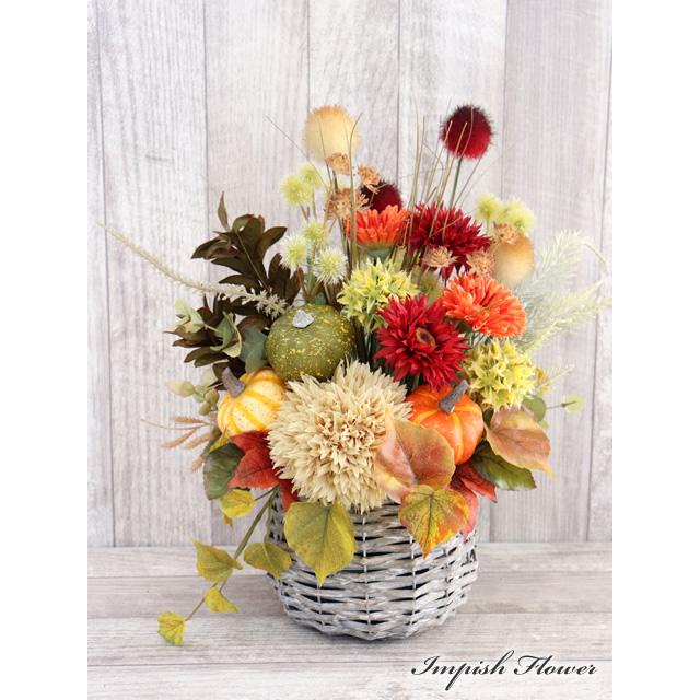秋 造花 インテリア かぼちゃ アーティフィシャルフラワー アレンジメント ハロウィン M-462 | 