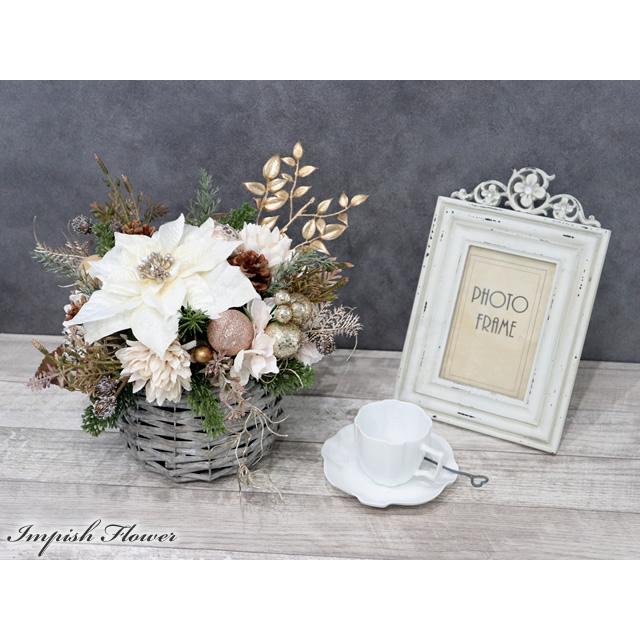 クリスマス アレンジメント ポインセチア 造花 卓上 アレンジ 白 インテリア M-466 |  | 02