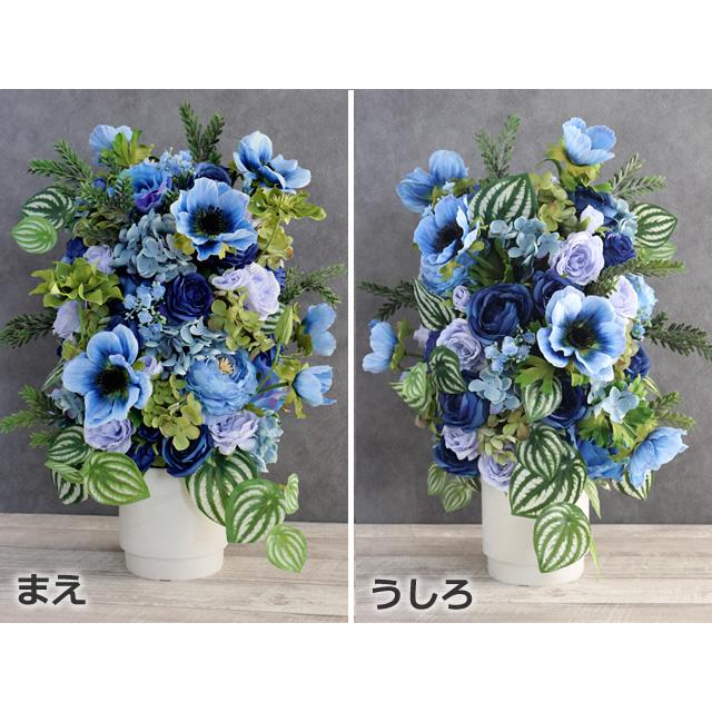 造花 インテリア 青 卓上 全面 おしゃれ フラワーアレンジメント 可愛い アートフラワー アレンジ 豪華 M-513 |  | 01