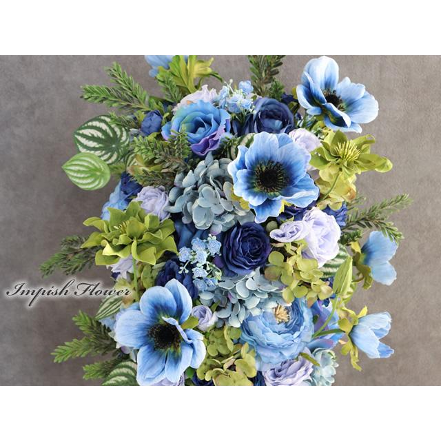 造花 インテリア 青 卓上 全面 おしゃれ フラワーアレンジメント 可愛い アートフラワー アレンジ 豪華 M-513 |  | 02