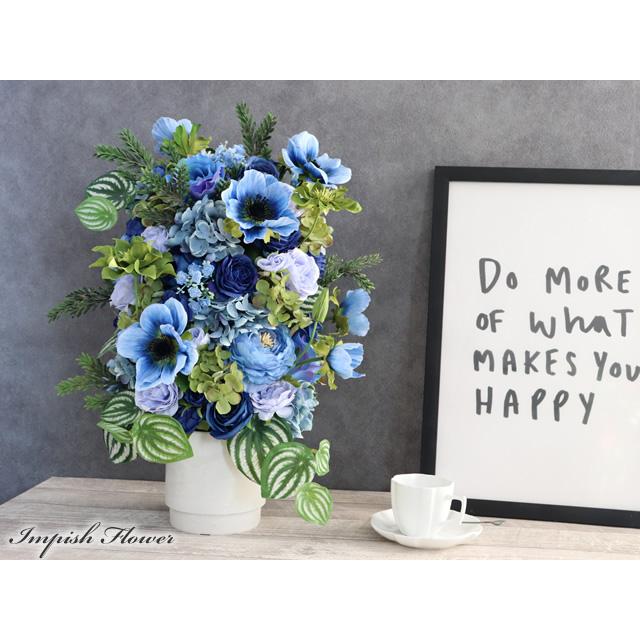 造花 インテリア 青 卓上 全面 おしゃれ フラワーアレンジメント 可愛い アートフラワー アレンジ 豪華 M-513 |  | 03