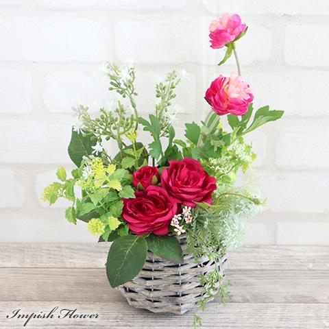 造花 フラワーアレンジメント 卓上 アレンジ アーティフィシャルフラワー アレンジメント アートフラワー S-448 | 