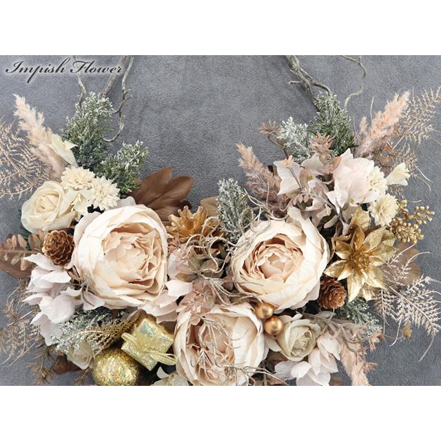 クリスマススワッグ 造花 壁掛け クリスマスリース スワッグ 花 玄関 W