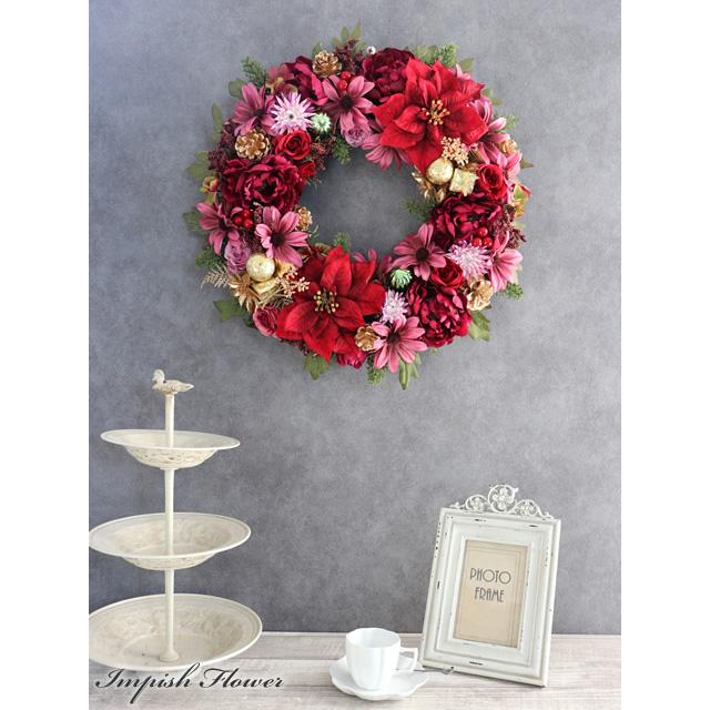 クリスマスリース ポインセチア 玄関 特大 豪華 造花 クリスマス