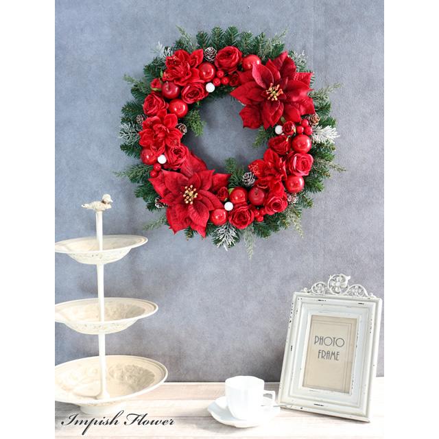 クリスマスリース ポインセチア 玄関 赤 豪華 造花 クリスマス リース