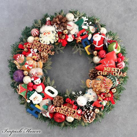 クリスマスリース 豪華 造花 壁掛け クリスマス リース おしゃれ 玄関