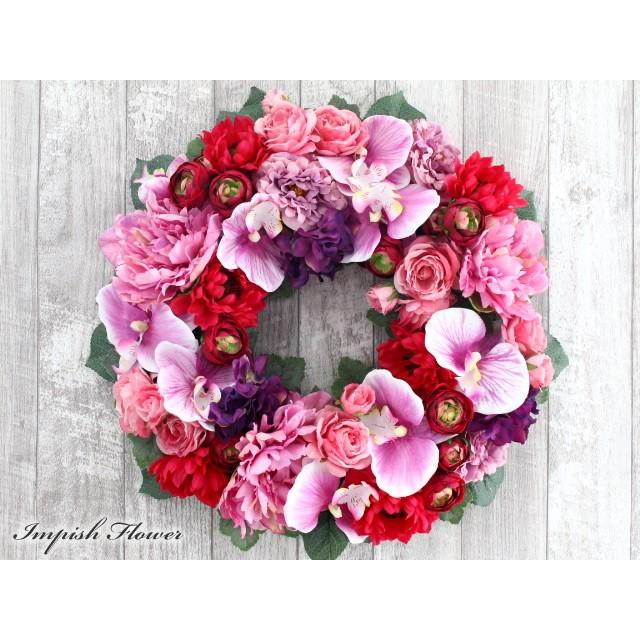 秋色紫陽花と月桃の三日月リース クレッセントリース 秋色紫陽花と月桃の三日月リース クレッセントリース 月桃の実 リース