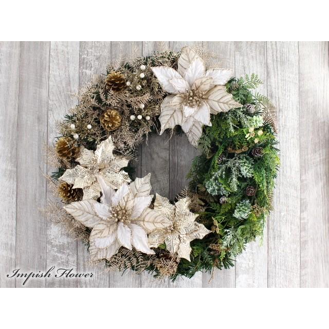 玄関 造花 リース 造花 花 ガーデニング W 618 クリスマスリース クリスマス 特大