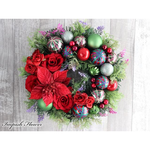 クリスマスリース ポインセチア 玄関 おしゃれ 造花