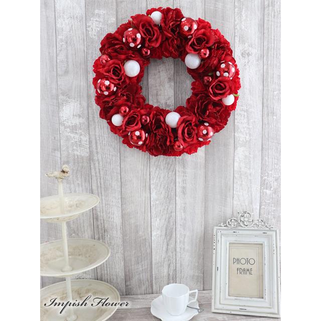 クリスマスリース 玄関 造花 クリスマス リース おしゃれ W-674