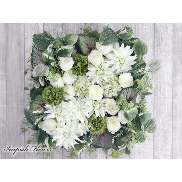 造花 リース 壁掛け アーティフィシャルフラワー インテリア 四角  W-693 | flower（ファッション）