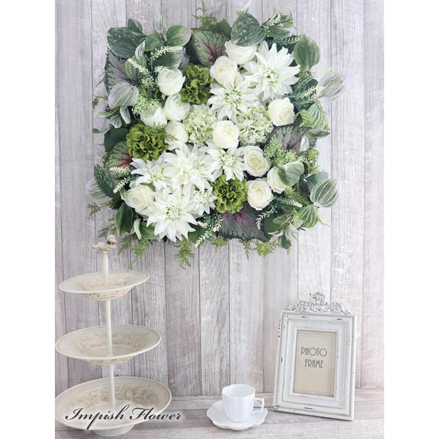造花 リース 壁掛け アーティフィシャルフラワー インテリア 四角  W-693 | flower（ファッション） | 02