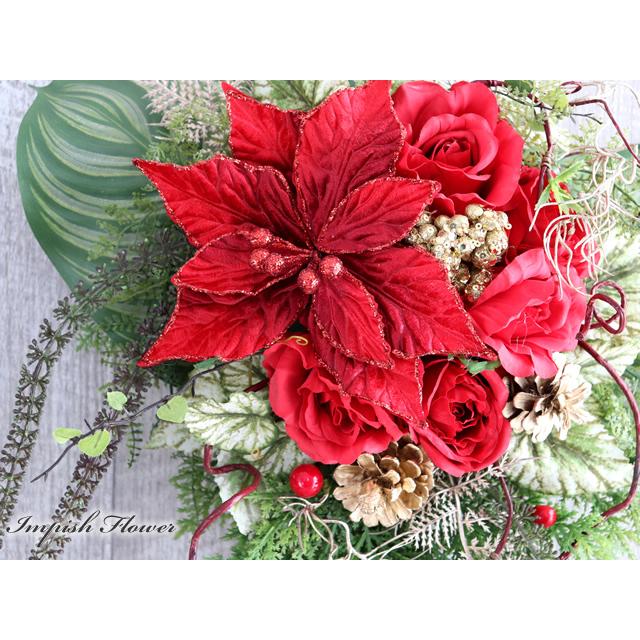 クリスマスリース ポインセチア 玄関 造花 クリスマス リース W-756_1