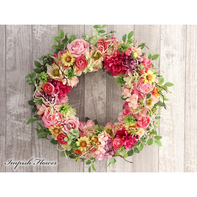 造花 リース 玄関 壁掛け アートフラワー アレンジ おしゃれ W 775 W 775 Impish From Naocolour 通販 Yahoo ショッピング